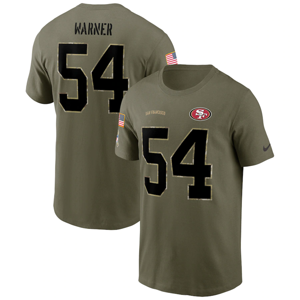 Men's San Francisco 49ers #54 Fred Warner 2022 Olive Salute to Service T-Shirt Men's San Francisco 49ers #54 Fred Warner 2022 Olive Salute to Service T-Shirt